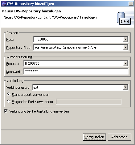 Eclipse Repositoryposition bearbeiten